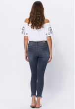 Load image into Gallery viewer, Judy Blue Mid-Rise Shark Bite Hem Skinny
